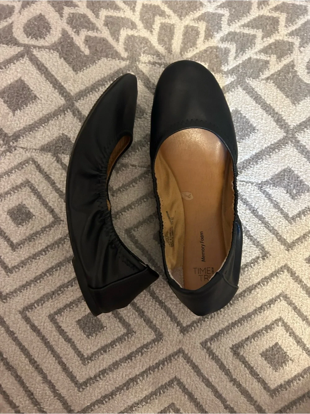 Time and Tru Black Slip-On Memory Foam Flats